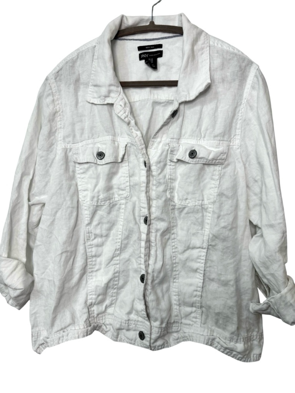 Summer LightWeight 100% Linen Button White Denim Look Button Jacket 1X